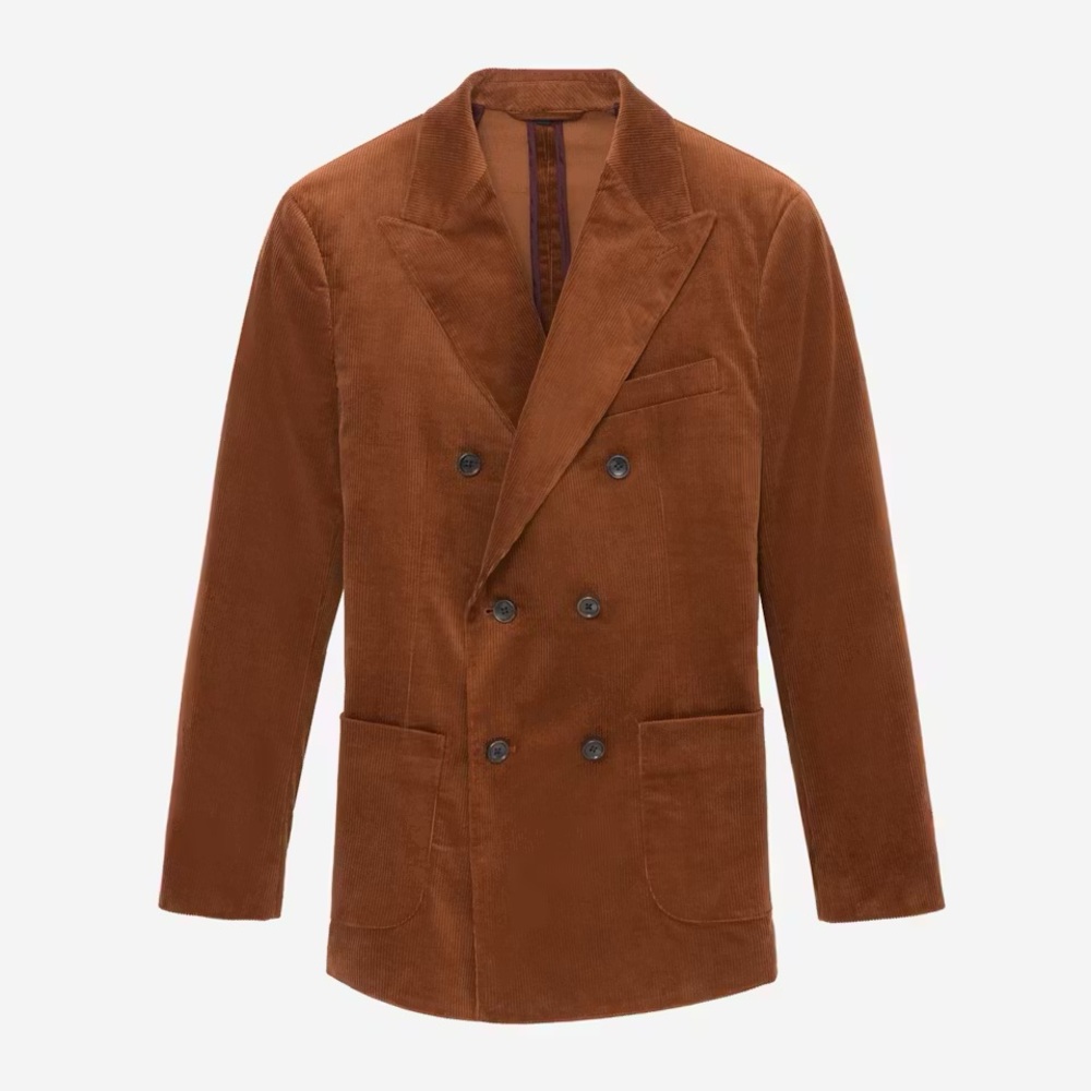 Bonobos Double-Breasted Corduroy Blazer in Chestnut Brown